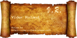 Vider Roland névjegykártya